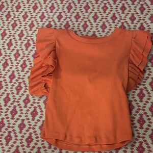 Zara Orange Ruffle Sleeve Tank Top